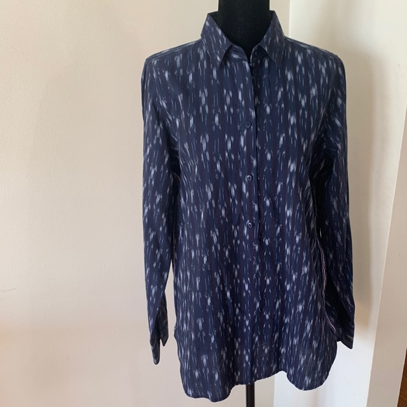 J.Crew Metallic-striped Ikat Button Down, Sz 6 - Picture 2 of 9